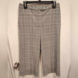 Halogen Women's Gray Plaid Cropped Wide Leg Trouser Pants Sz 6 Preppy Academia